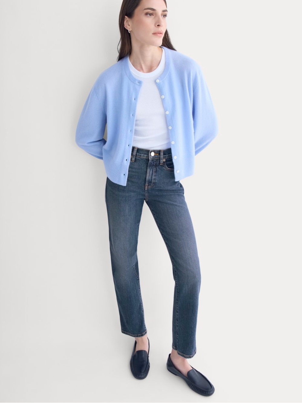 New Everlane HIGH-RISE CIGARETTE JEAN Light Vintage Indigo 28 Polished Minimalis